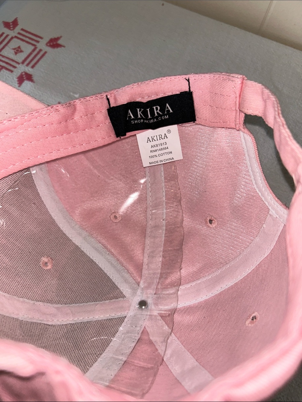 AKIRA Pink Cap w/White Embroidered “I DIDN’T LIKE YOU I WAS JUST BORED” NWT - Picture 2 of 5